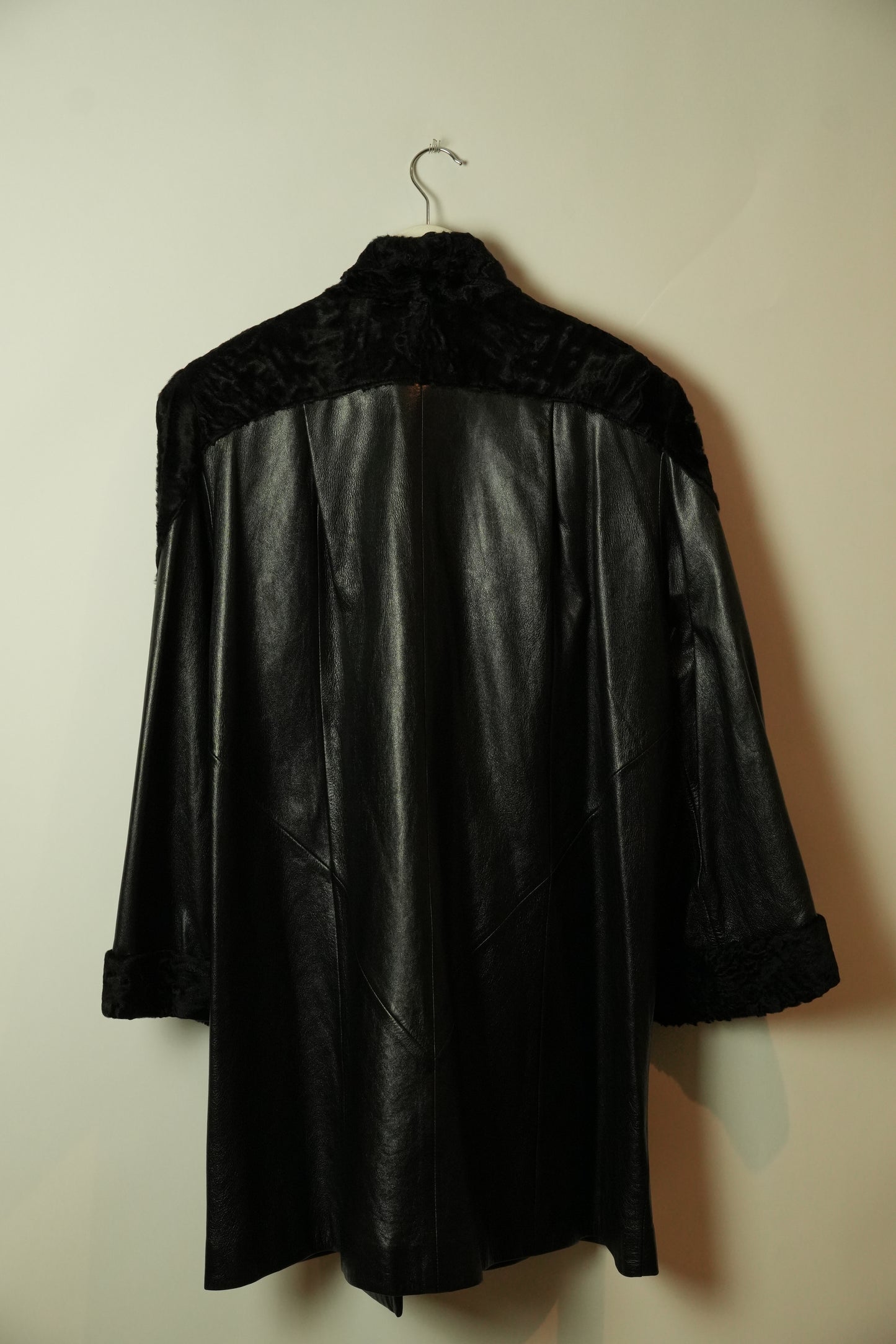 Charles Jourdan Lamb Leather Fur Shoulder Coat