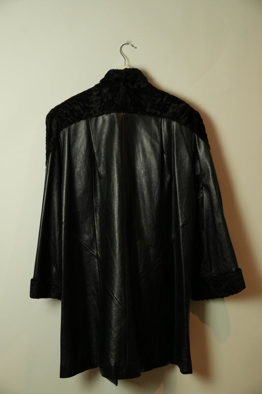 Charles Jourdan Lamb Leather Fur Shoulder Coat