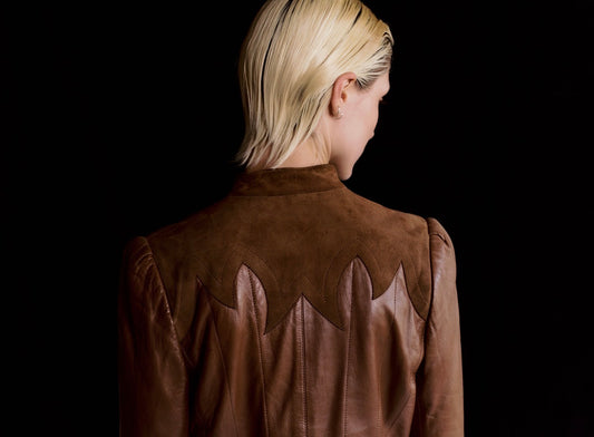Cassandre Leather Western Suede Gold Button Jacket