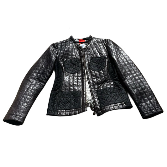 Christian Lacroix Brown Leather Quilted Nylon Jacket Sz 40