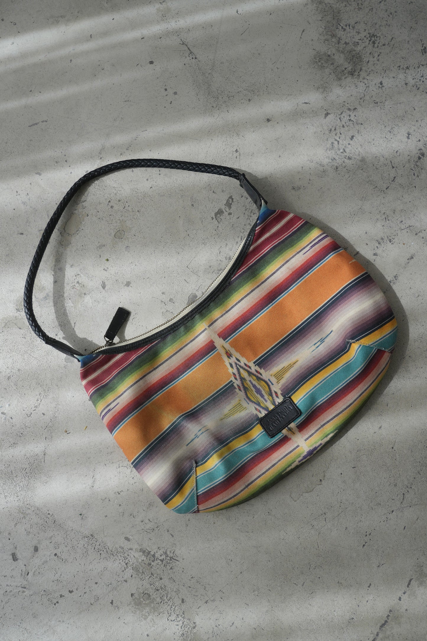 Jean Paul Gaultier Aztec Tribal Print Leather Handle Handbag