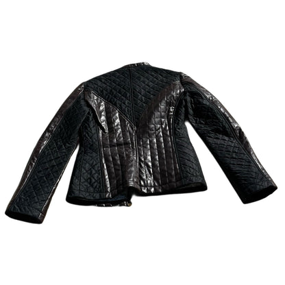 Christian Lacroix Brown Leather Quilted Nylon Jacket Sz 40