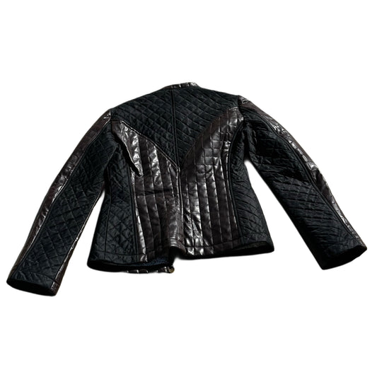 Christian Lacroix Brown Leather Quilted Nylon Jacket Sz 40