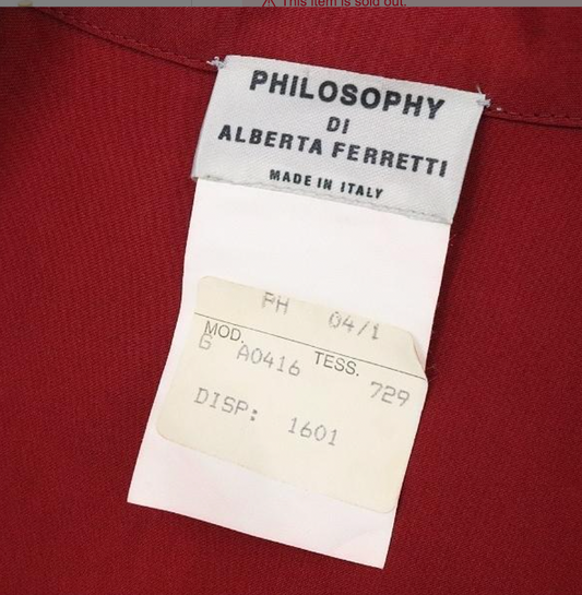 Philosophy Alberta Ferretti Belted Shirt Dress Silk Red