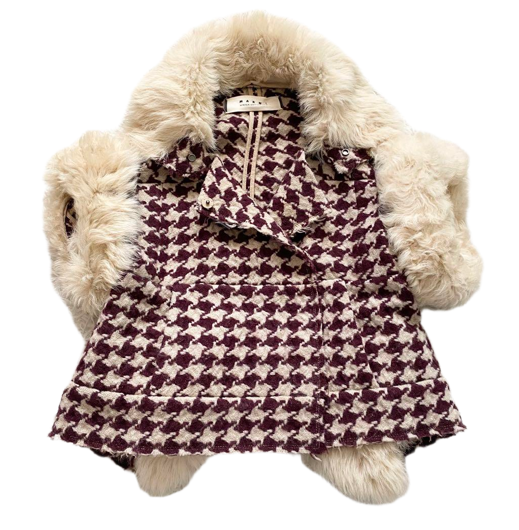 Marni Houndstooth Jacket w Fur Collar and SS Sleeve Winter 2010