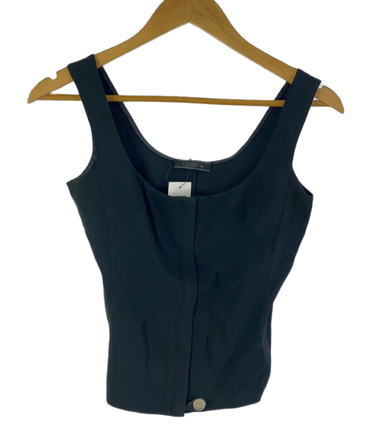 Prada Scoop Neck Bustier Top w Button on Bottom