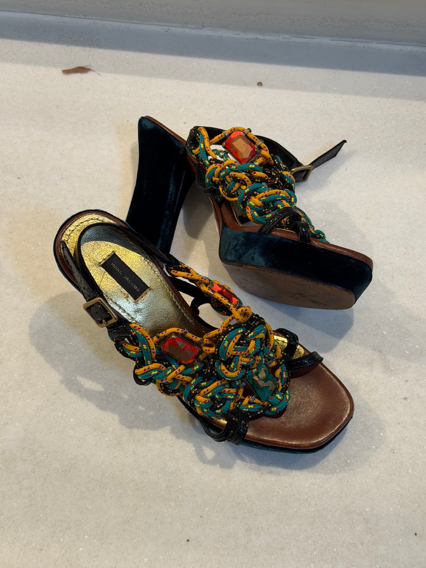 Marc Jacobs Rope Platform Velvet Heels Sz 37