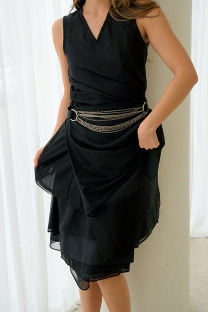 DKNY Leather Metal Chain Belt