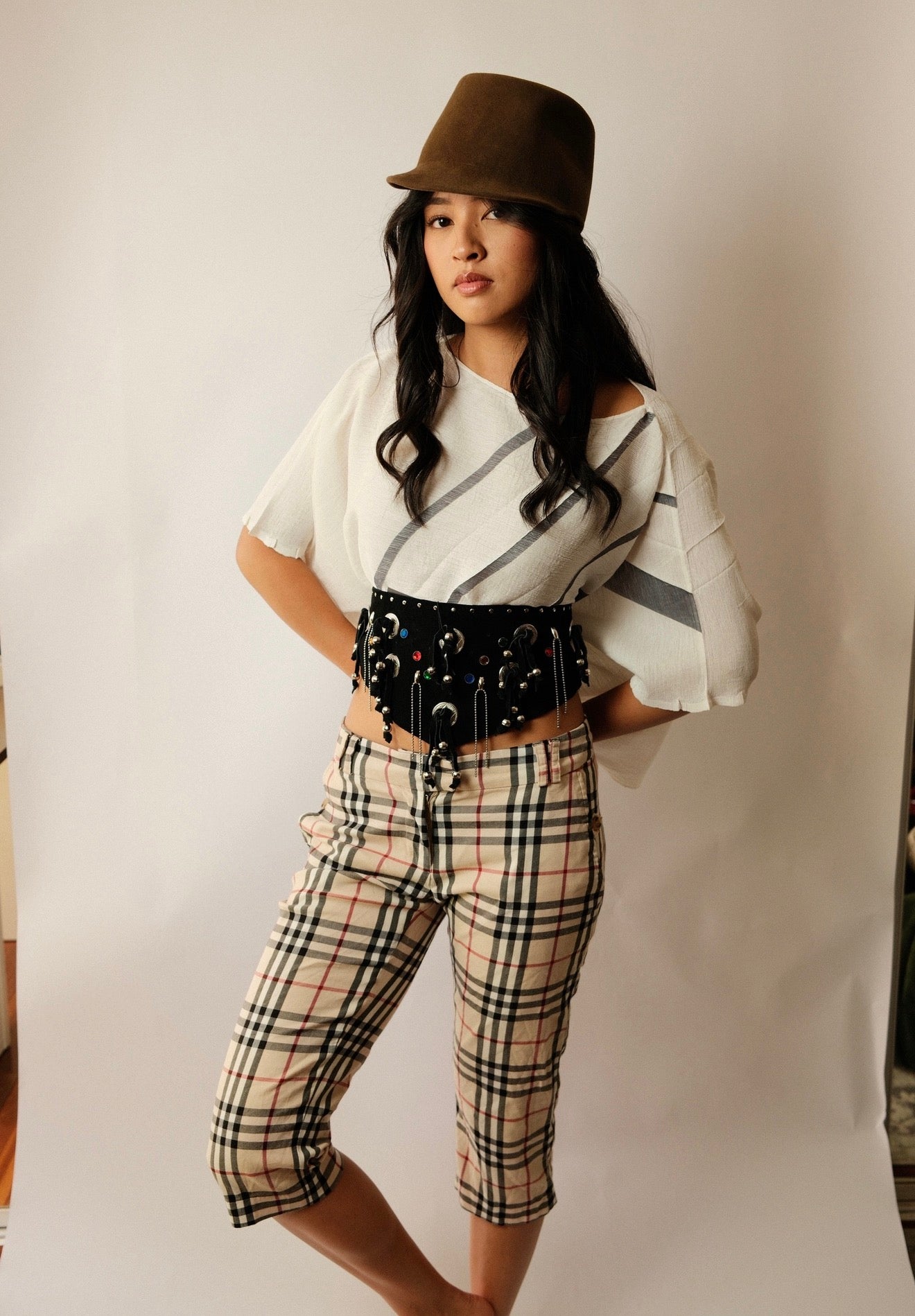 me Issey Miyake diagonal Stripe SS Boxy Top