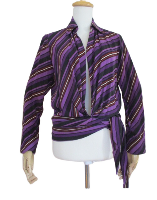 Gucci by Frida Giannini F/W 2006 Purple Stripe Wrap Blouse