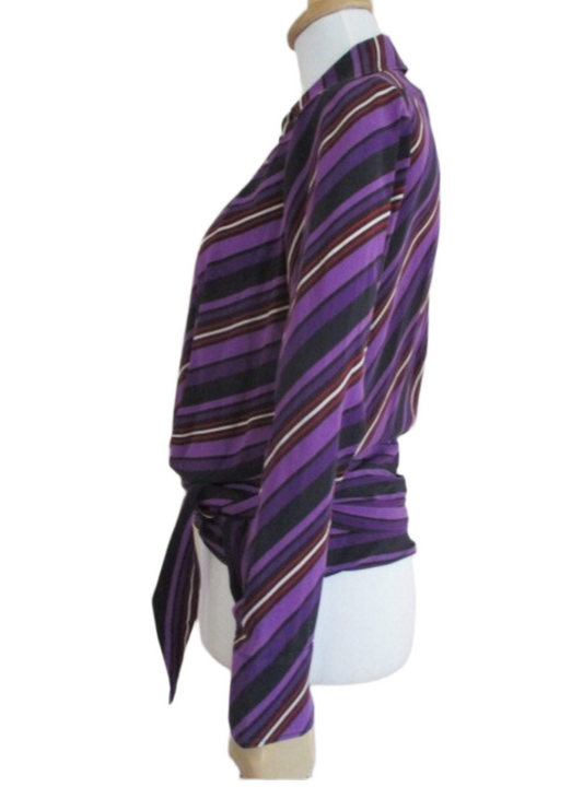 Gucci by Frida Giannini F/W 2006 Purple Stripe Wrap Blouse