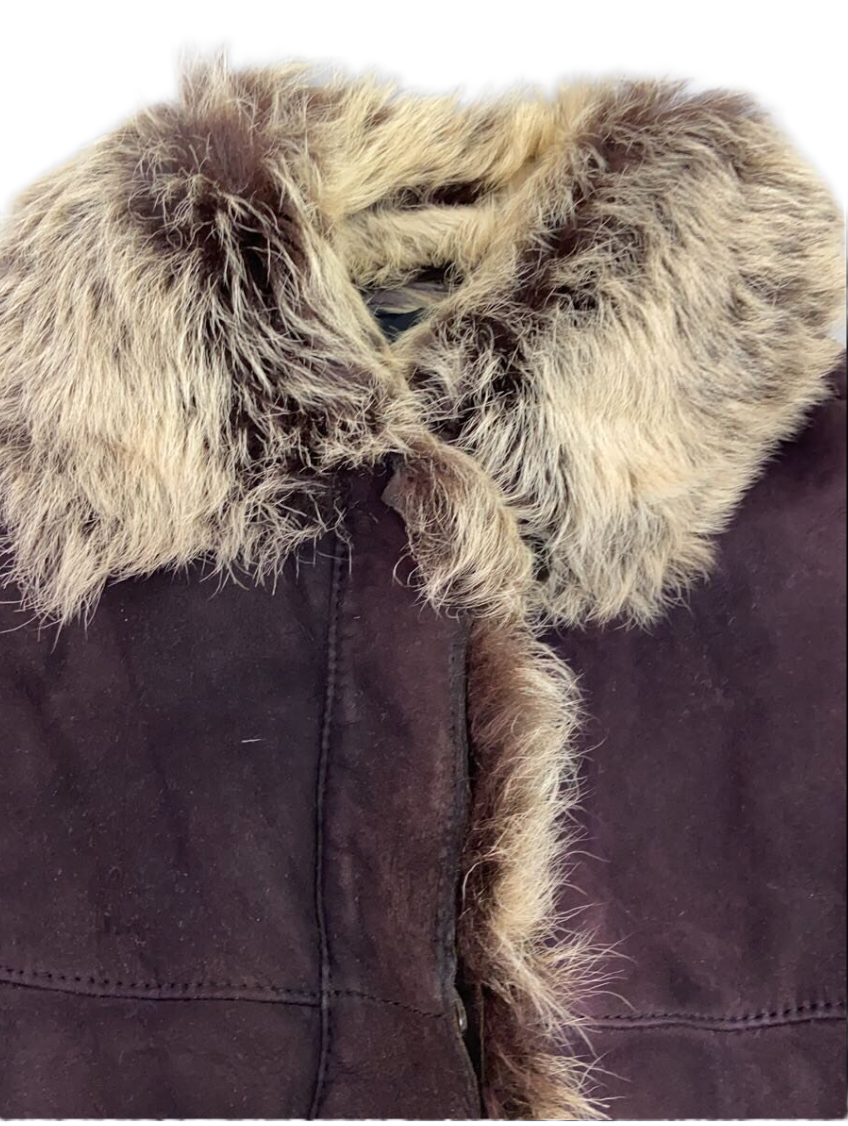 Gucci Shearling Sheepskin Suede Leather Coat Sz 44