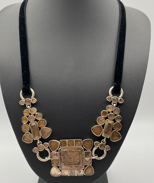 Yves saint laurent necklace choker with coloured stones / belt