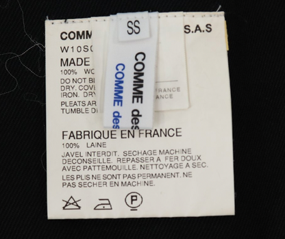 COMME des GARCONS Black Pleated Skirt Wool w Double Buckle Sz S