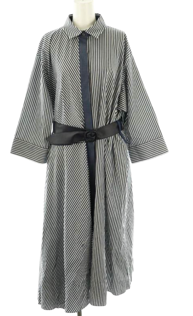 Lanvin Collection V-neck asymmetrical striped dress 38