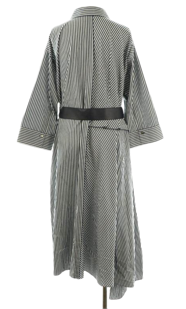 Lanvin Collection V-neck asymmetrical striped dress 38