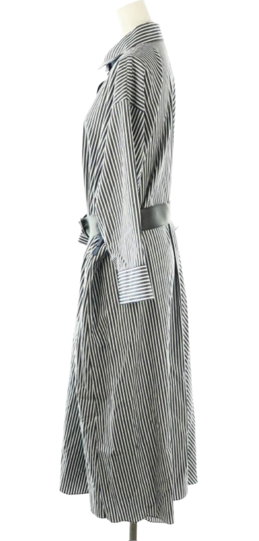 Lanvin Collection V-neck asymmetrical striped dress 38