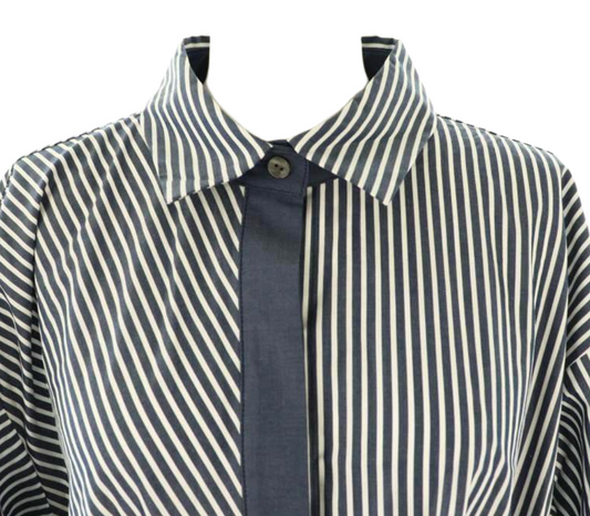 Lanvin Collection V-neck asymmetrical striped dress 38
