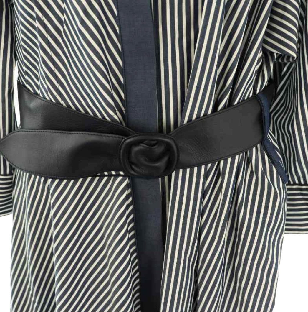 Lanvin Collection V-neck asymmetrical striped dress 38