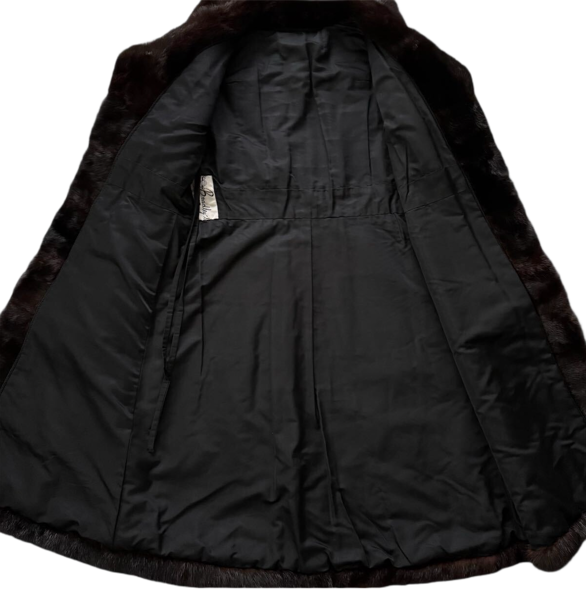 MINK fur coat Length 98cm Long coat Horizontal stripe design Dark brown