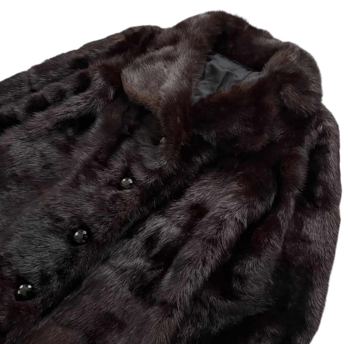 MINK fur coat Length 98cm Long coat Horizontal stripe design Dark brown