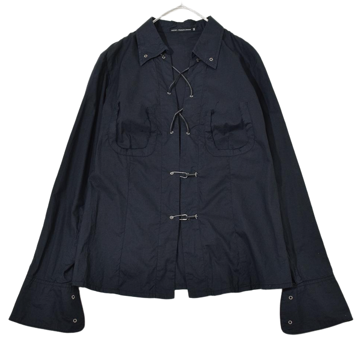 Marithe Francois Girbaud safety pin lace-up design shirt