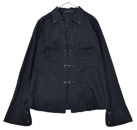 Marithe Francois Girbaud safety pin lace-up design shirt