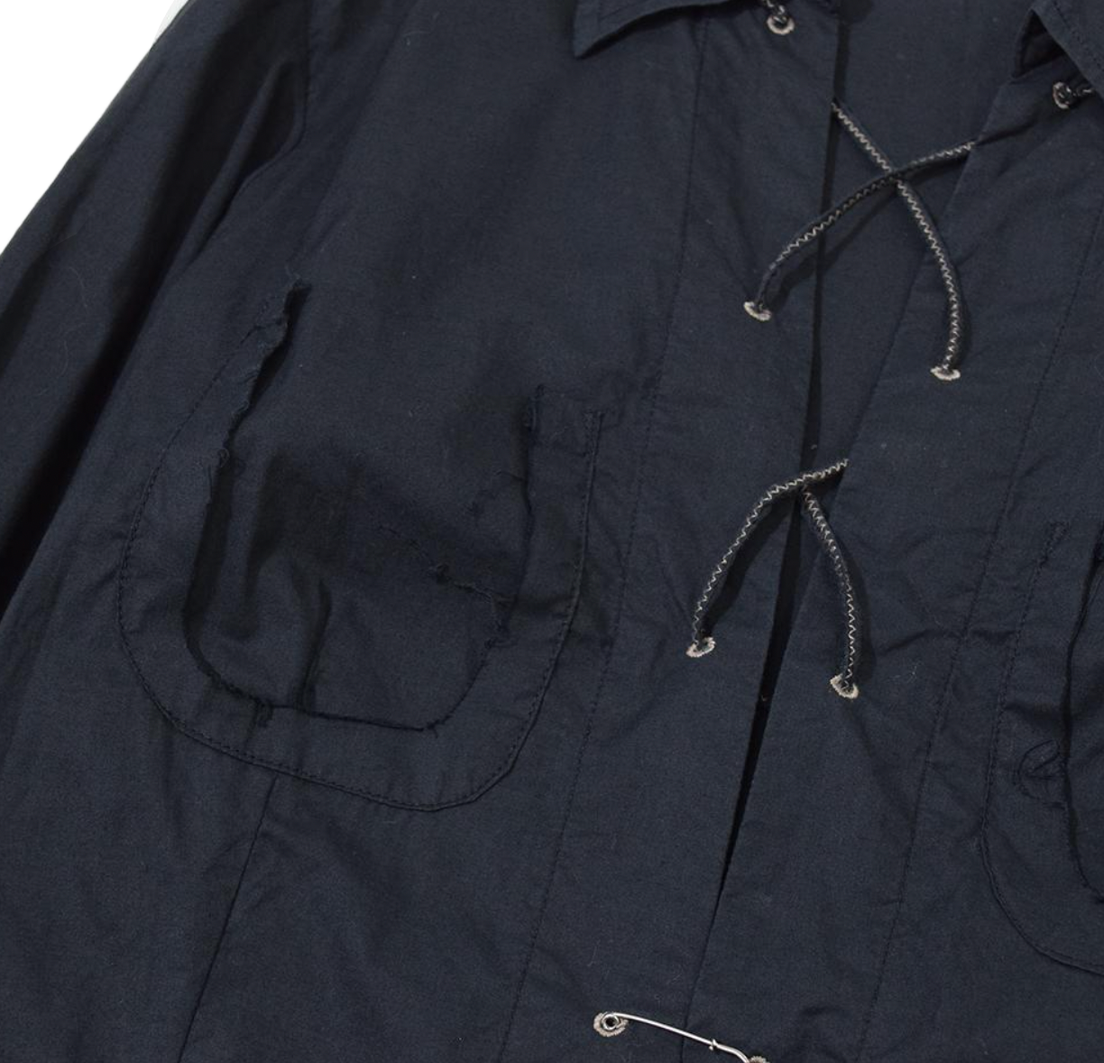 Marithe Francois Girbaud safety pin lace-up design shirt