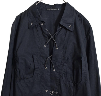 Marithe Francois Girbaud safety pin lace-up design shirt