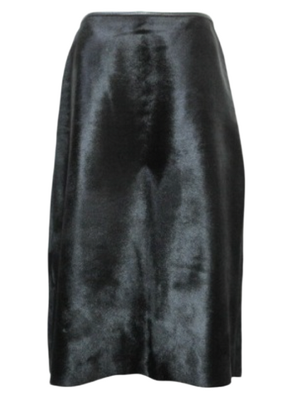 Donna Karan DKNY Signature Pony Fure Leather A Line Midi Skirt
