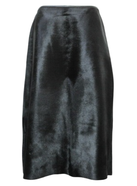Donna Karan DKNY Signature Pony Fure Leather A Line Midi Skirt