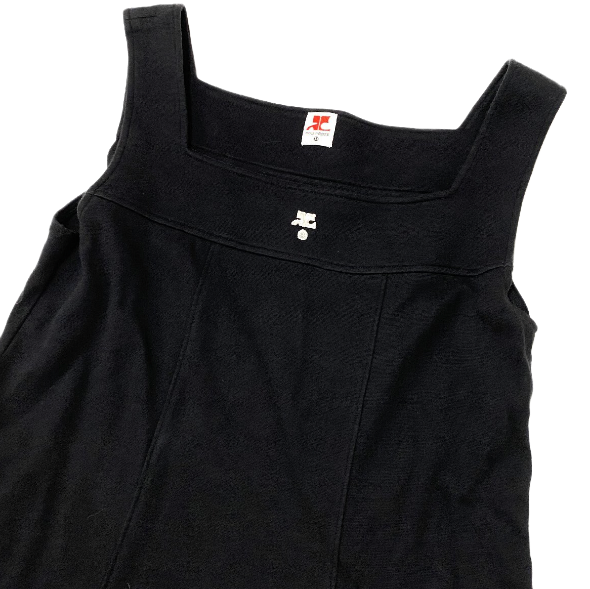 Courreges Logo Square Neck Tunic Mini Sless Dress