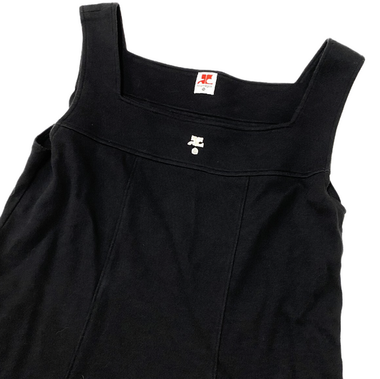 Courreges Logo Square Neck Tunic Mini Sless Dress