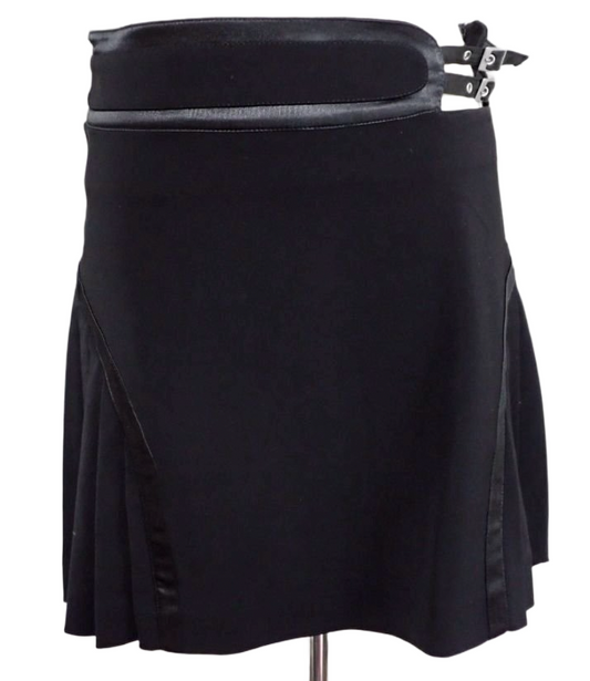 Versace Jeans Couture Black Mini Pleated Skirt w Buckle