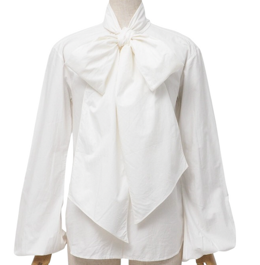 Ralph Lauren Cotton Pussy Bowtie Blouse