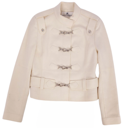 Courreges Jacket Zip-up Buckle Wool Jacket Sz 38