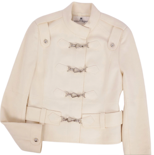 Courreges Jacket Zip-up Buckle Wool Jacket Sz 38