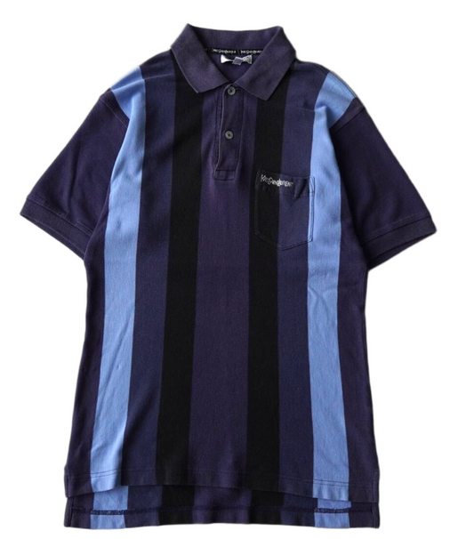 Yves Saint Laurent logo Logo striped SS polo shirt Worn blue Size L