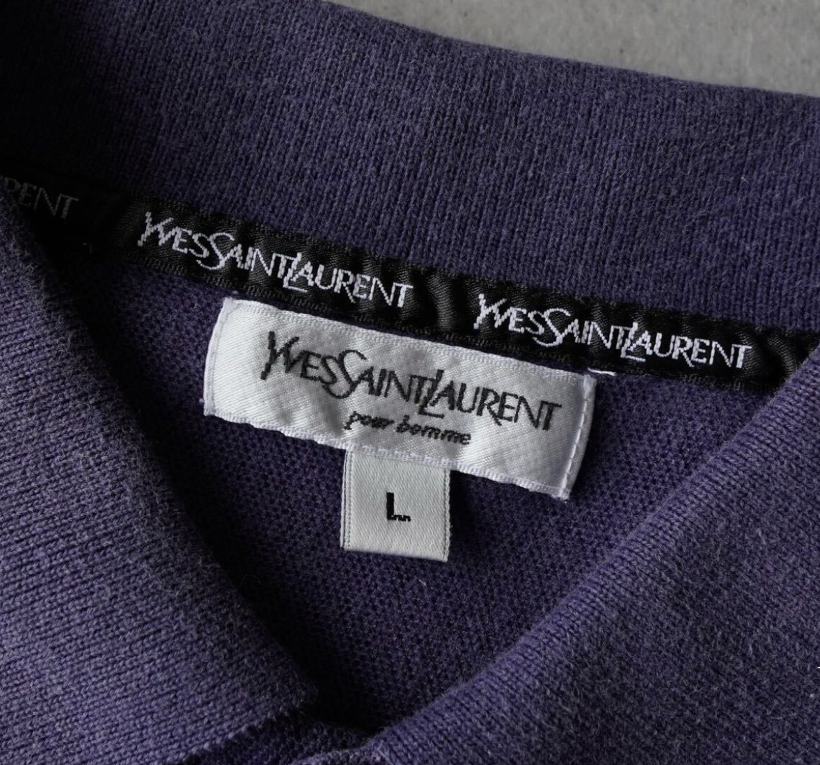 Yves Saint Laurent logo Logo striped SS polo shirt Worn blue Size L