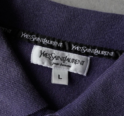 Yves Saint Laurent logo Logo striped SS polo shirt Worn blue Size L