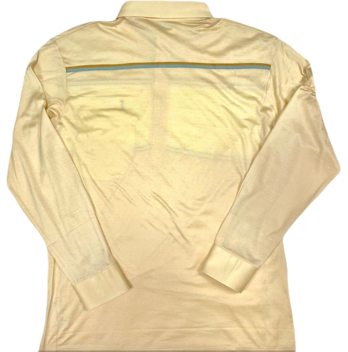 Yves Saint Laurent Logo Men LS Polo Shirt in Beige Stripe