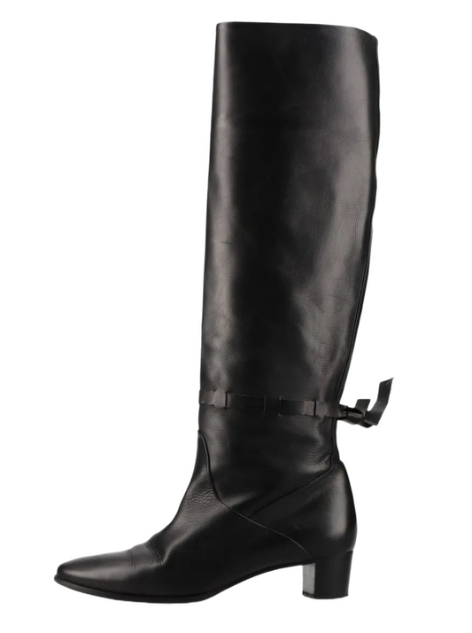 Hermes Leather Knee High Boots Sz 37.5 w box