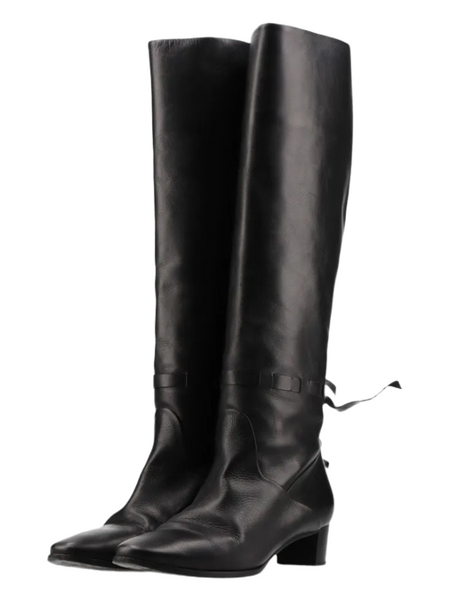 Hermes Leather Knee High Boots Sz 37.5 w box