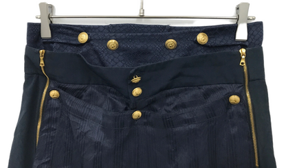 Balenciaga Silk Military Gold Button Wide Leg Pants