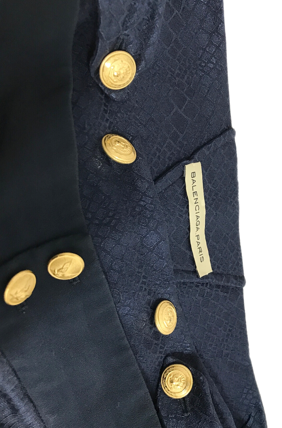 Balenciaga Silk Military Gold Button Wide Leg Pants