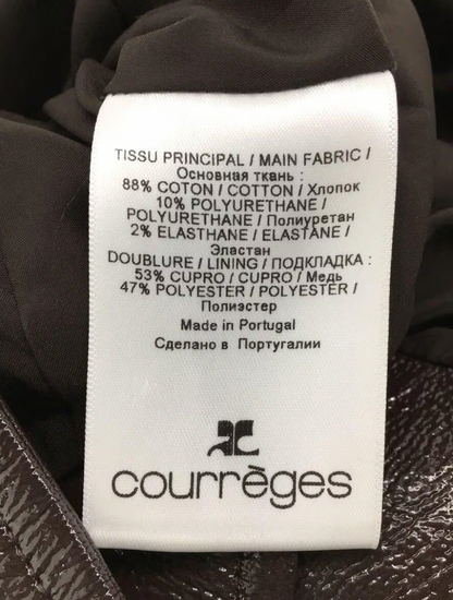 Courreges Vinyl Patent Leather Brown Zip Belted Long Coat