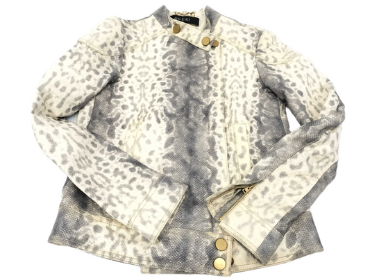 Gucci Snake Leopard Leather Rider Jacket