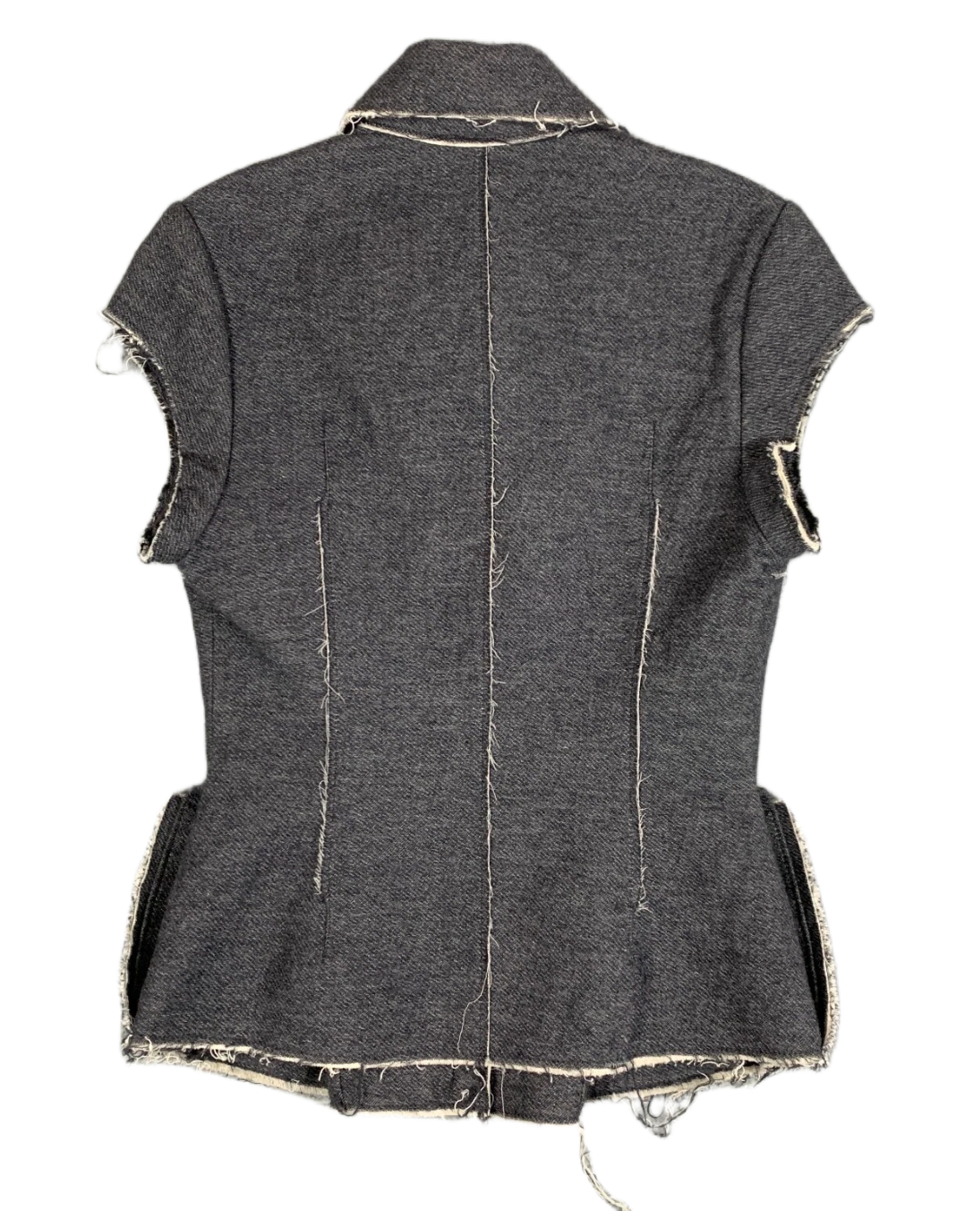 Lanvin Jacket Vest w Grey Frayed Edge Cap Sleeve