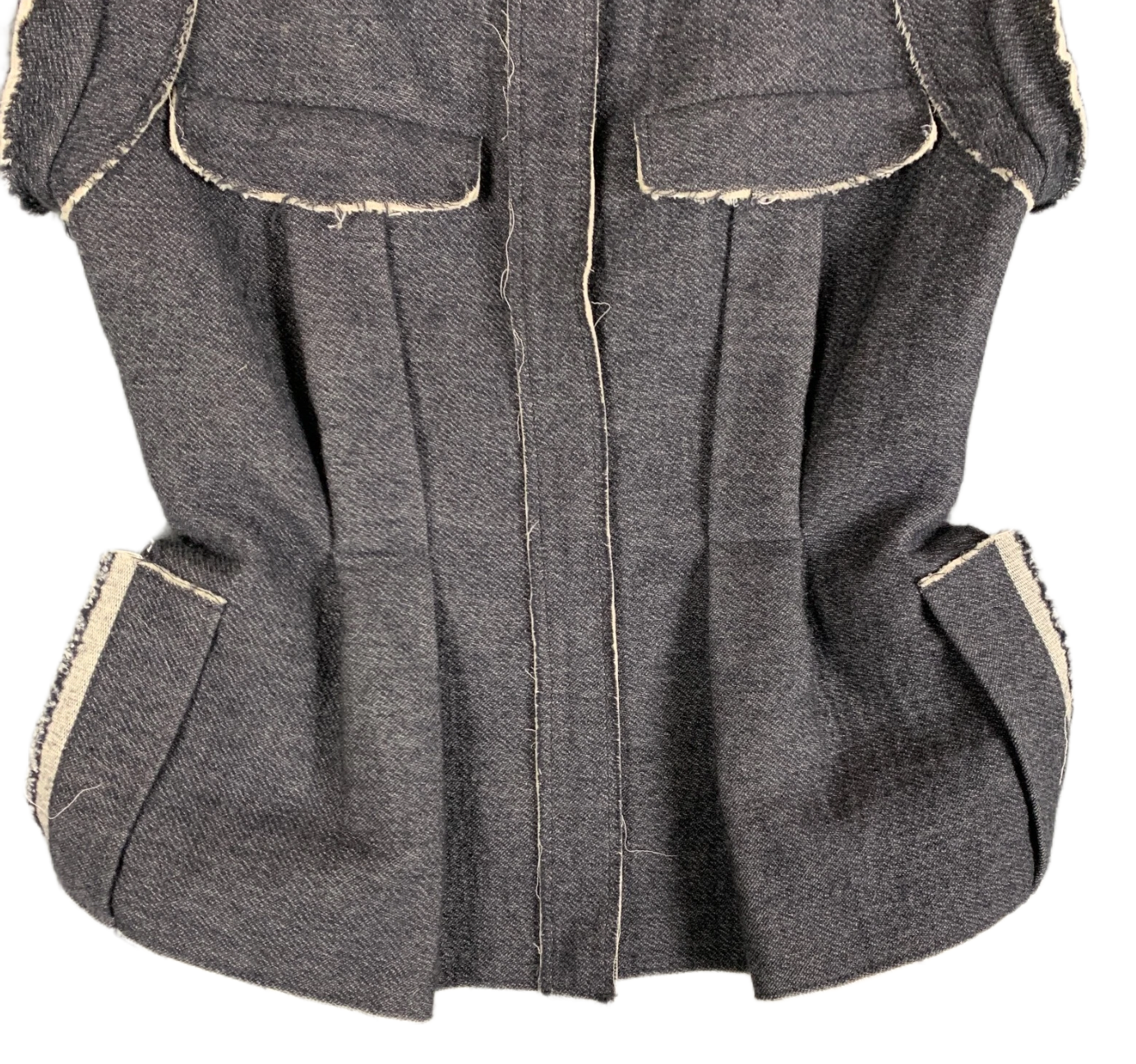 Lanvin Jacket Vest w Grey Frayed Edge Cap Sleeve