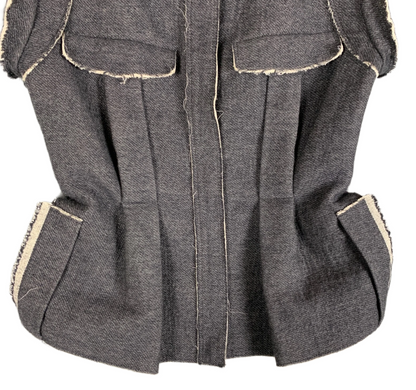 Lanvin Jacket Vest w Grey Frayed Edge Cap Sleeve
